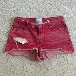 One Teaspoon Bandit Red Denim Shorts Size 29